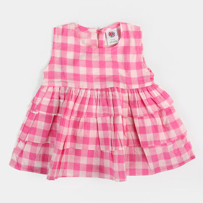 Infant Girls Cotton Casual Top Checks - Pink