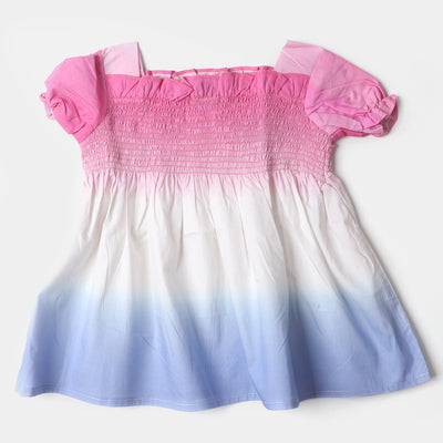 Infant Girls Cotton Casual Frock Tye Dye - Multi