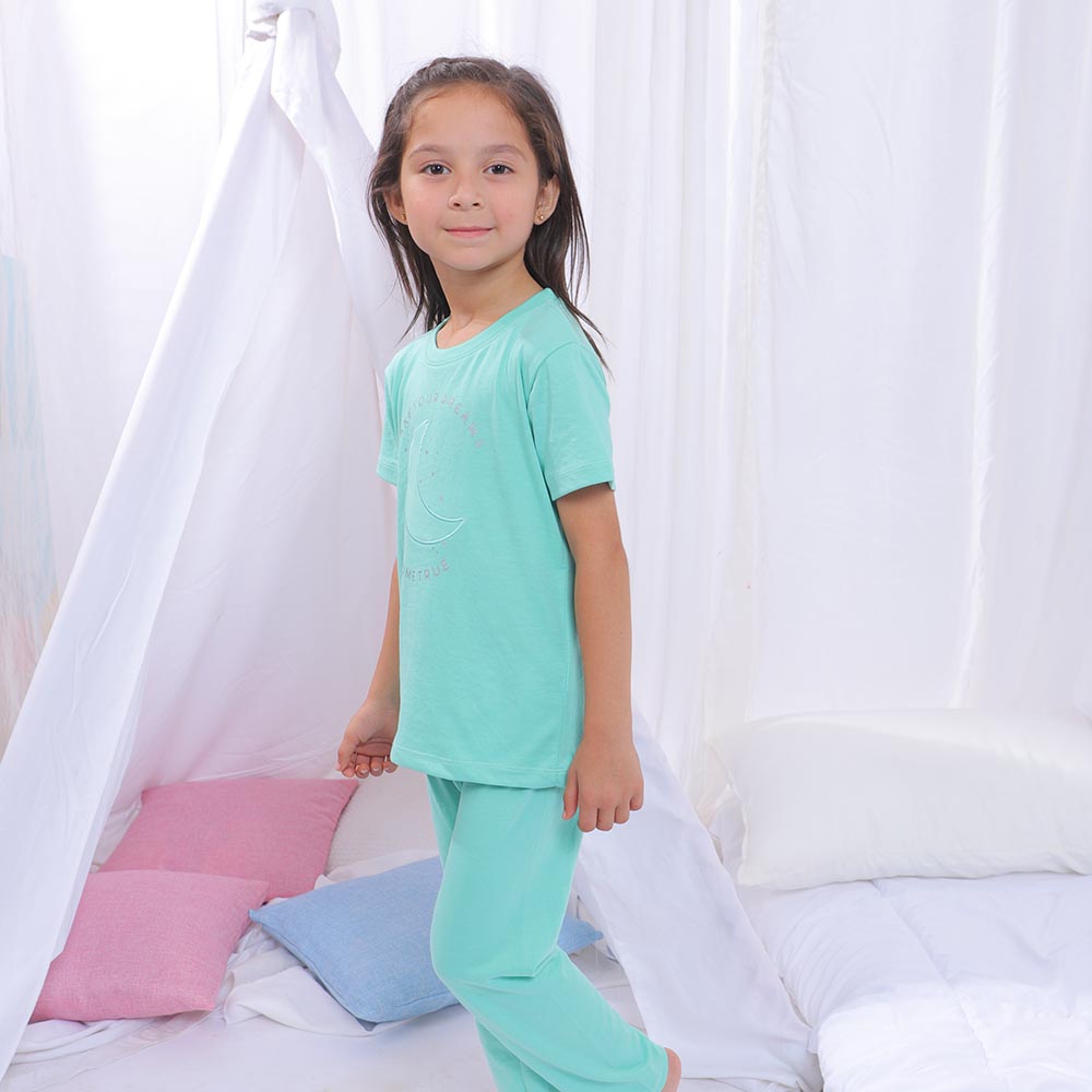 Girls Knitted Night Suit - Mint