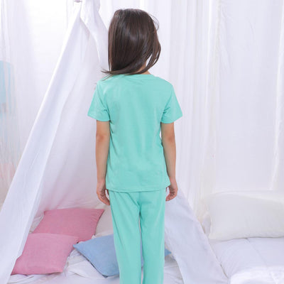 Girls Knitted Night Suit - Mint