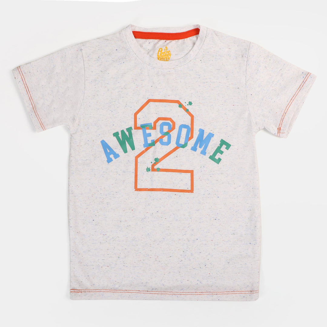 Boys Cotton T-Shirt Awesome - OFF-White