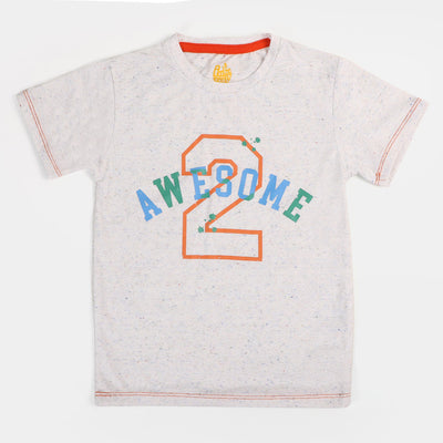 Boys Cotton T-Shirt Awesome - OFF-White