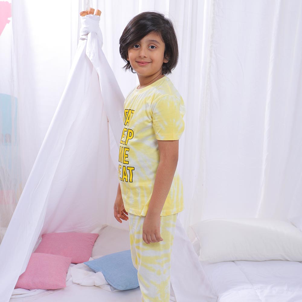 Boys Knitted Nightwear Eat Sleep - Yellow