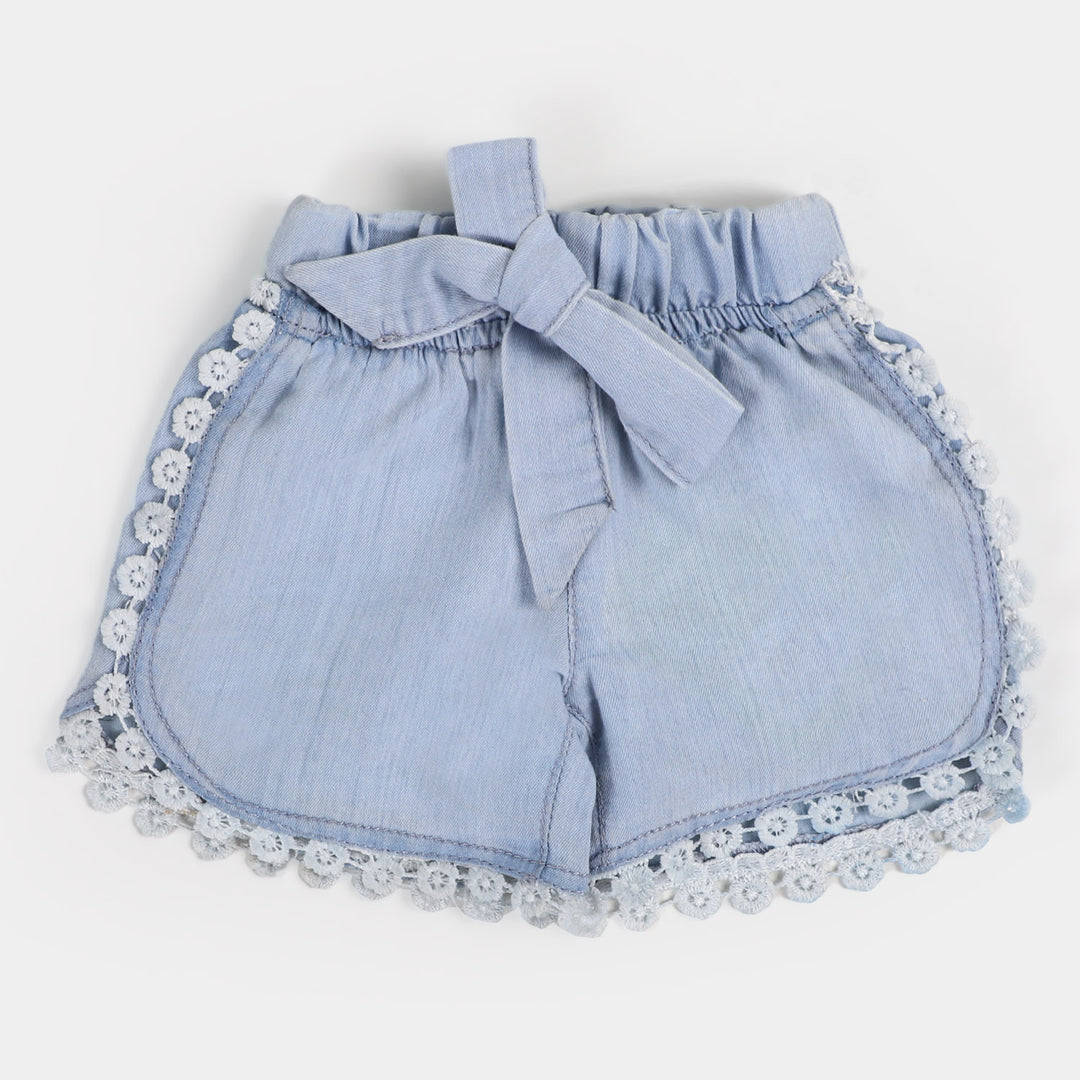 Infant Girls Denim Short Tulip Style | Ice Blue