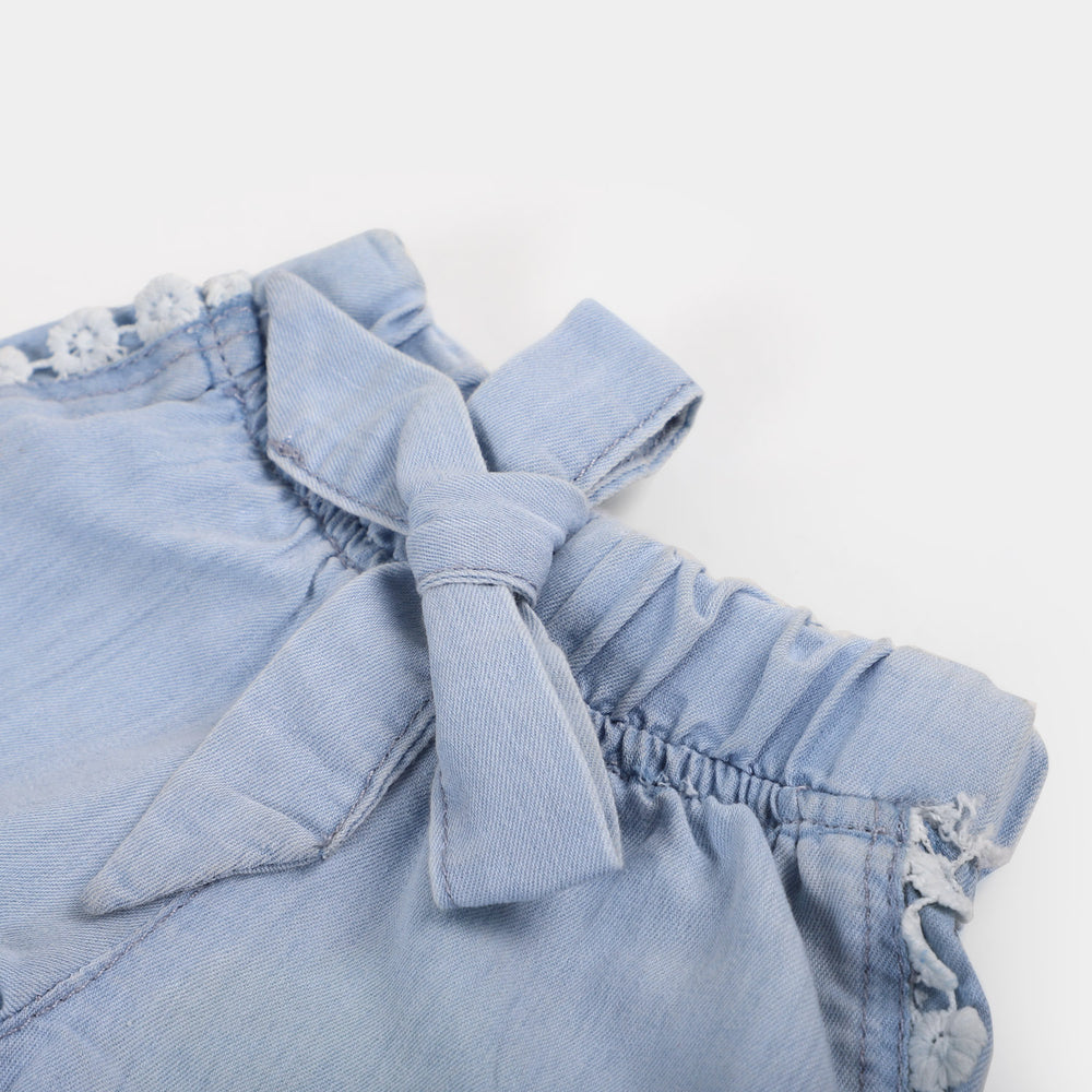 Infant Girls Denim Short Tulip Style | Ice Blue