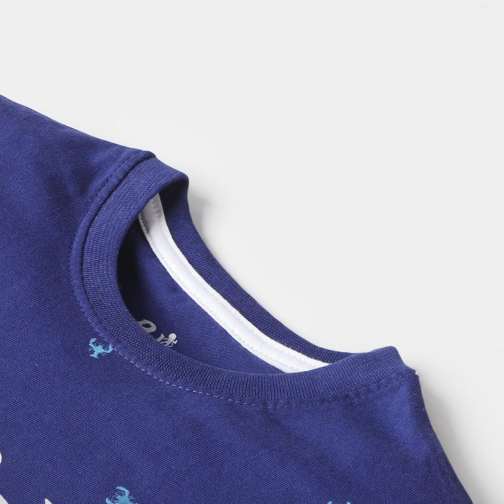 Boys Cotton T-Shirt Surf Crew - Navy Blue