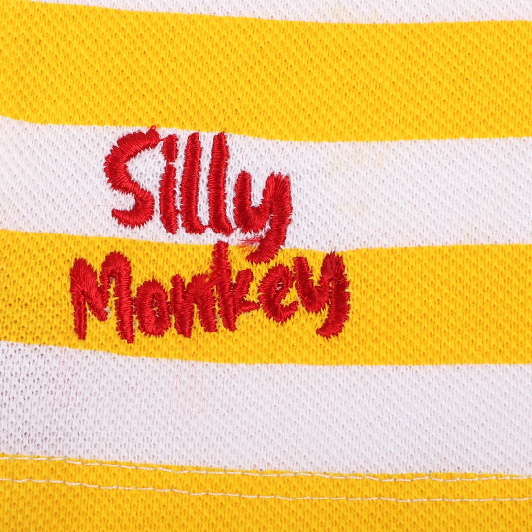 Infant Boys Cotton Polo Silly Monkey - Yellow/White