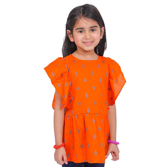 Summer Rain Casual Top For Girls - Orange