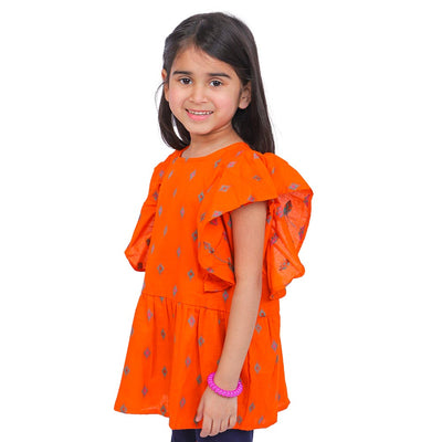 Summer Rain Casual Top For Girls - Orange