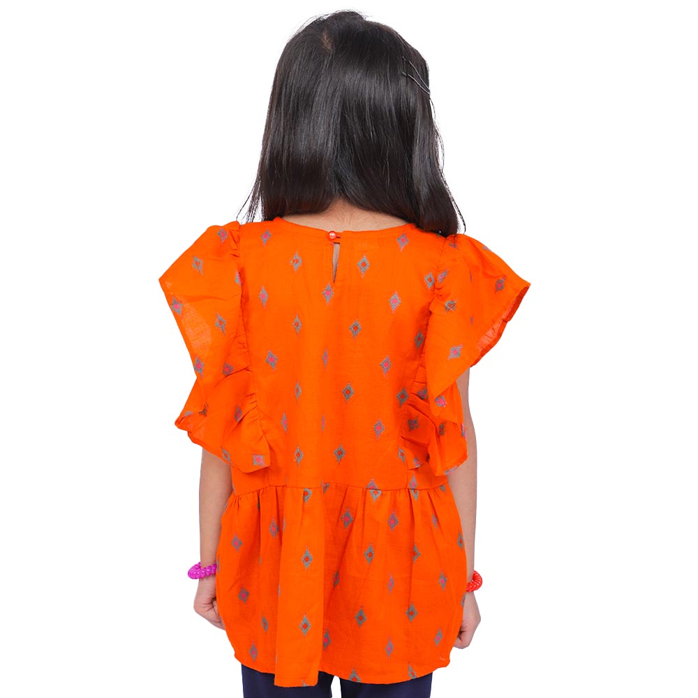 Summer Rain Casual Top For Girls - Orange