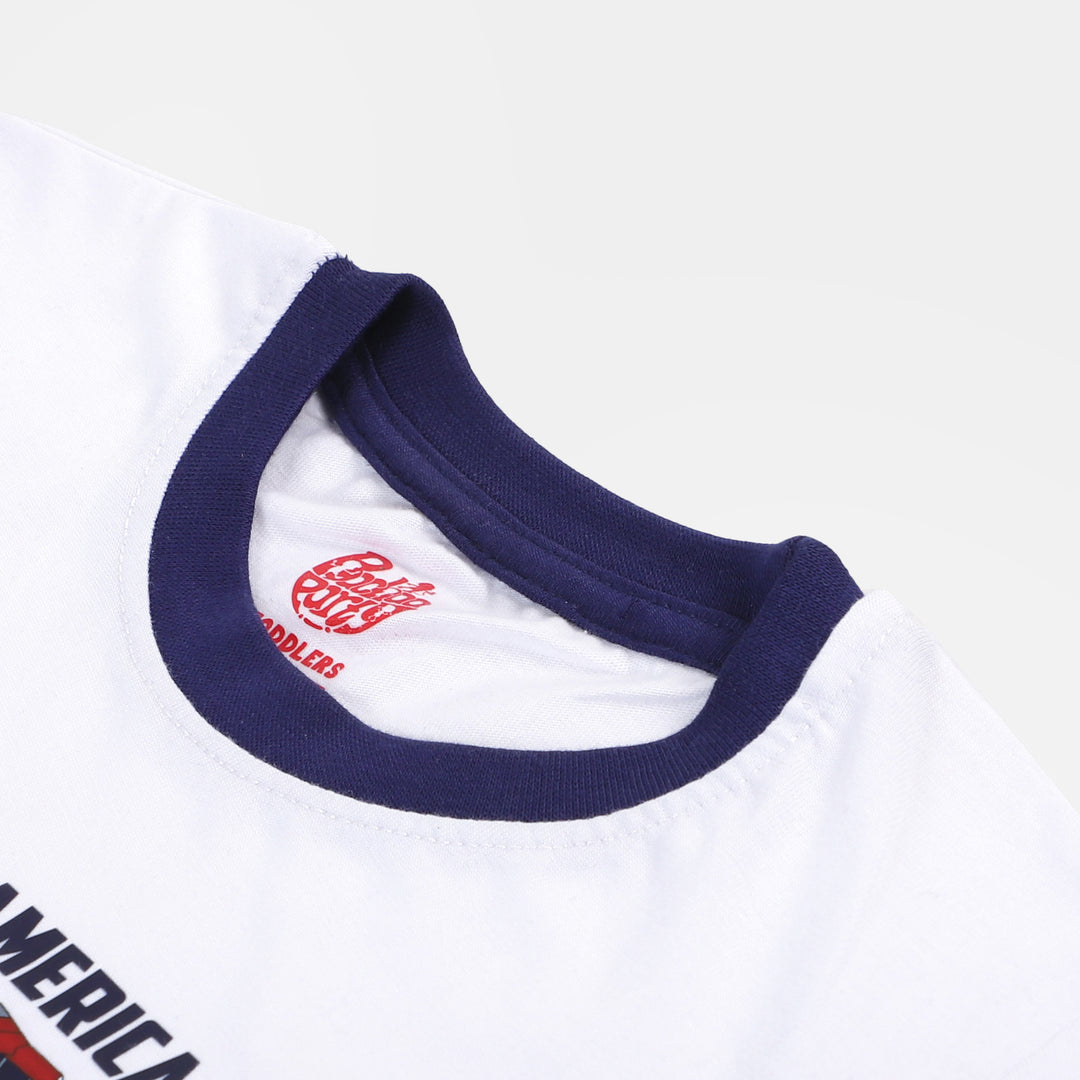 Boys Cotton 2Pcs Suit Character - White