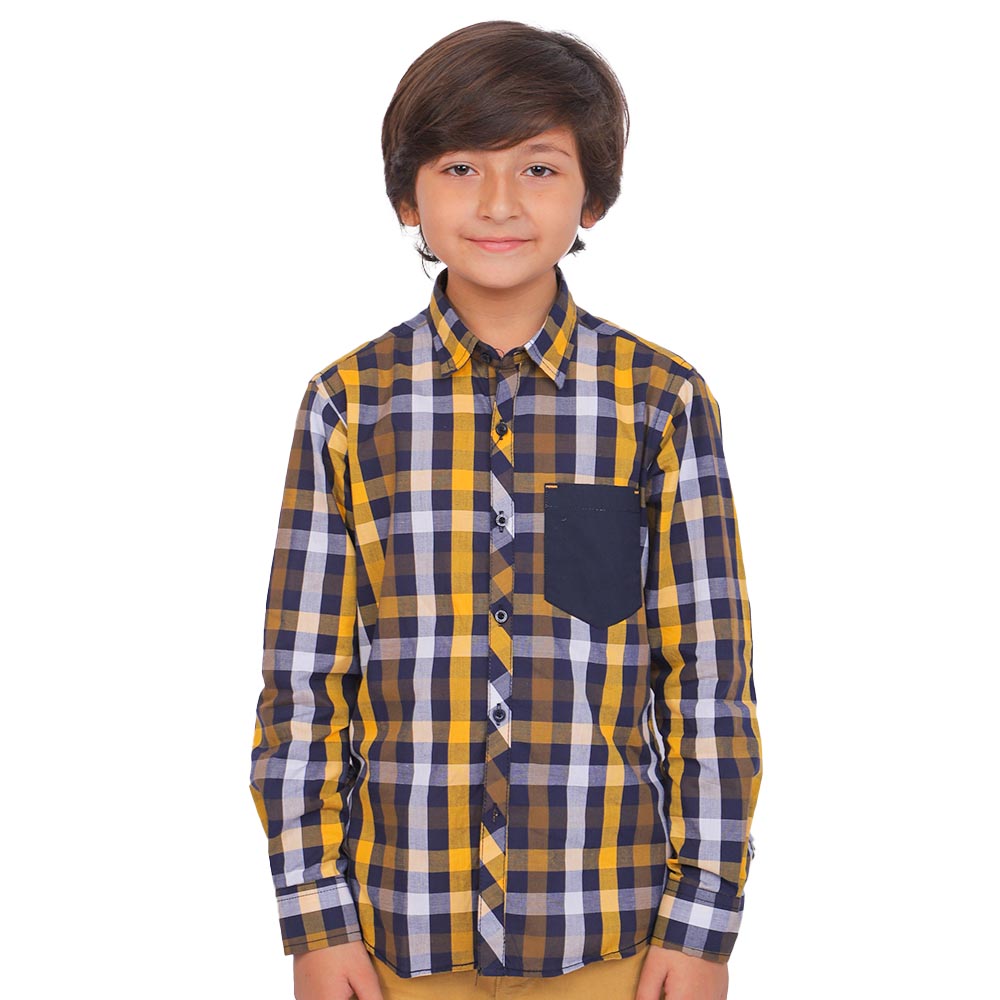 Boys Casual Shirt Check Yellow - Y-Check