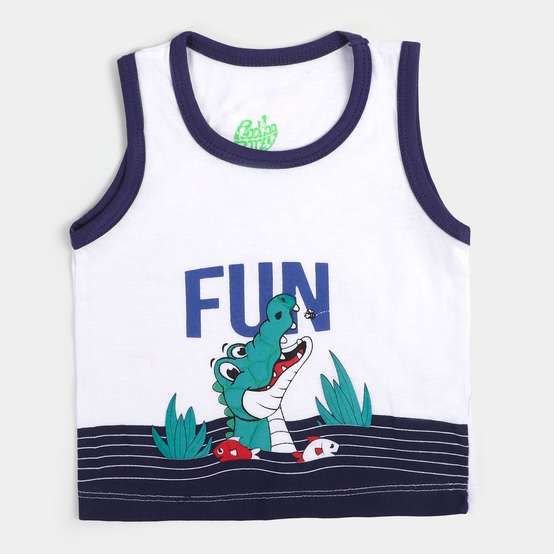 Infant Boys Cotton Sando Croc Fun - White