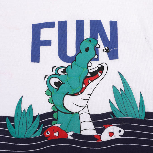 Infant Boys Cotton Sando Croc Fun - White