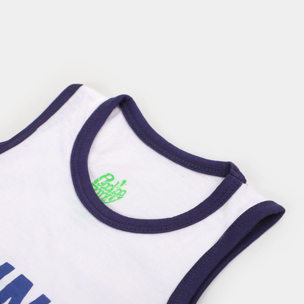 Infant Boys Cotton Sando Croc Fun - White