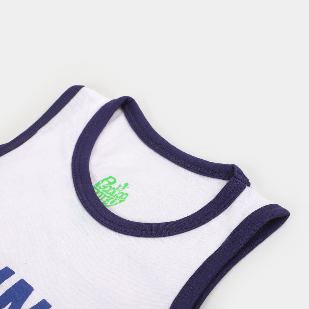 Infant Boys Cotton Sando Croc Fun - White