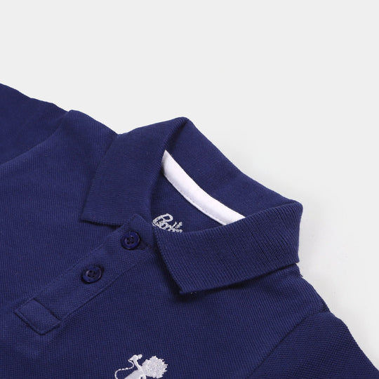 Infant Boys Cotton Polo Basic - Navy Blue