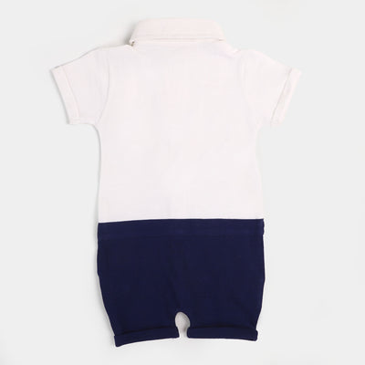 Infant Boys Knitted Romper Formal-White