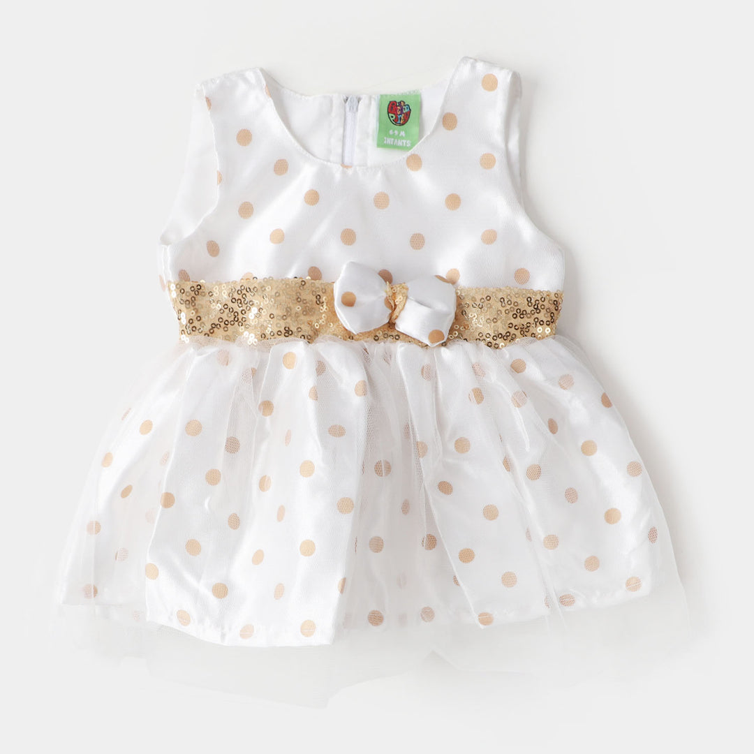 Infant Girls Fancy Frock Glitter Dots - White