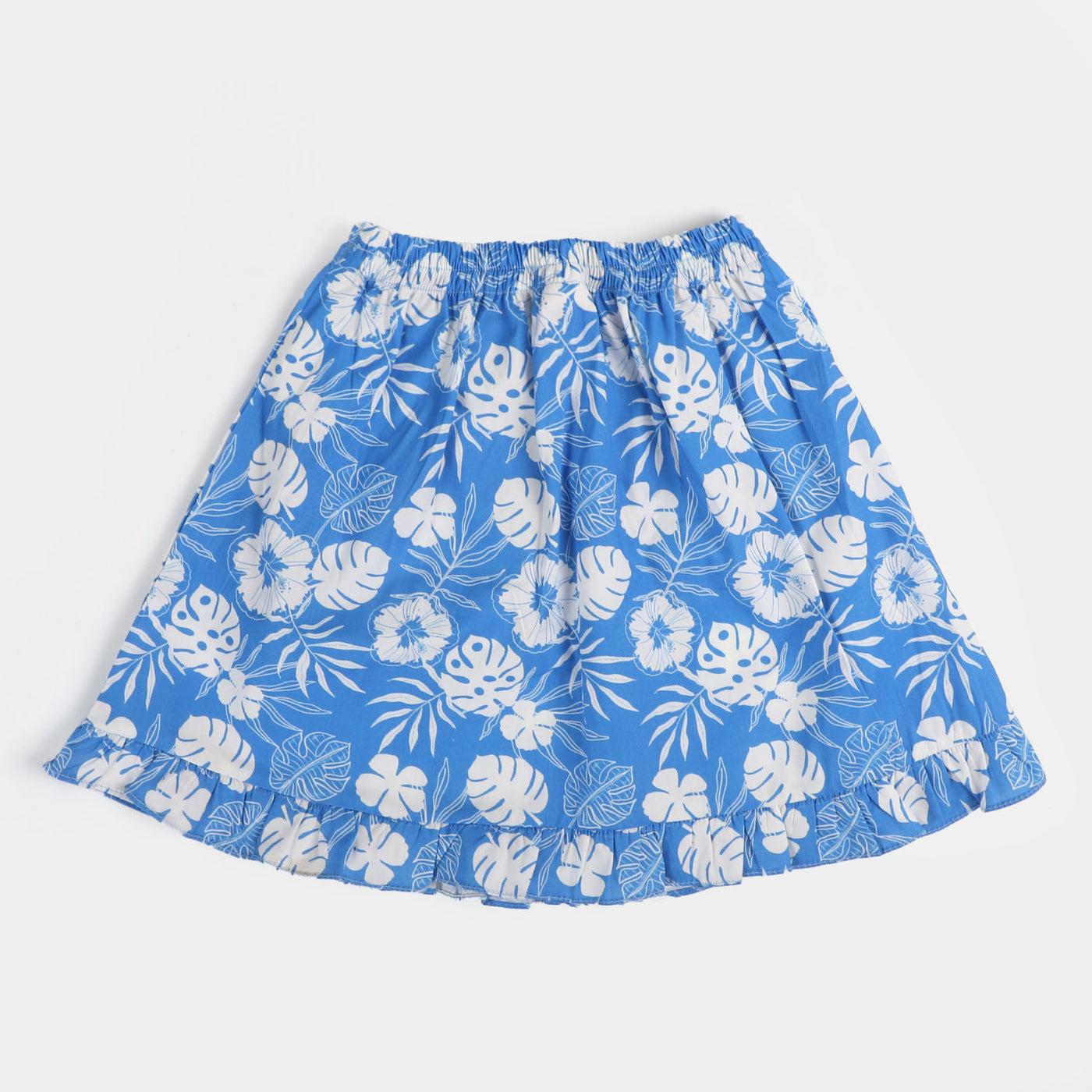 Girls Cotton Printed Skirt - Aqua Blue