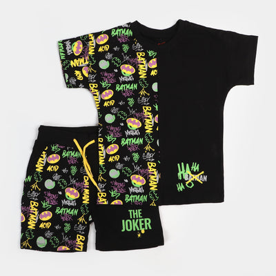 Boys Cotton 2Pcs Suit Character - Black