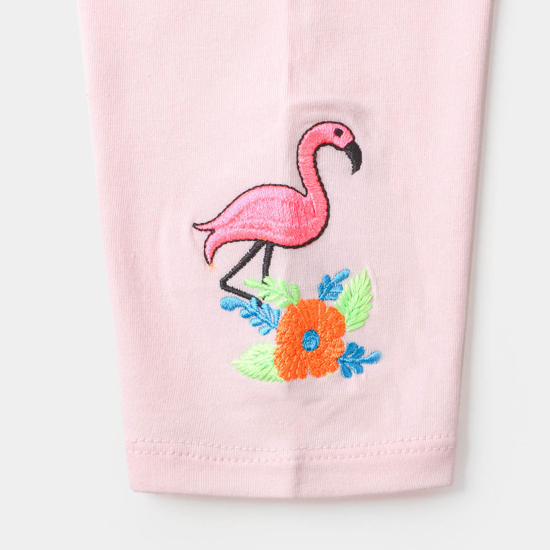 Girls Embroidered Tights Flamingo - Mary Rose