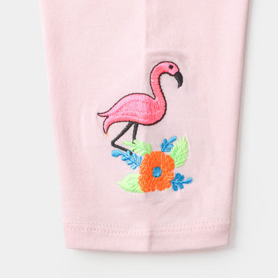 Girls Embroidered Tights Flamingo - Mary Rose