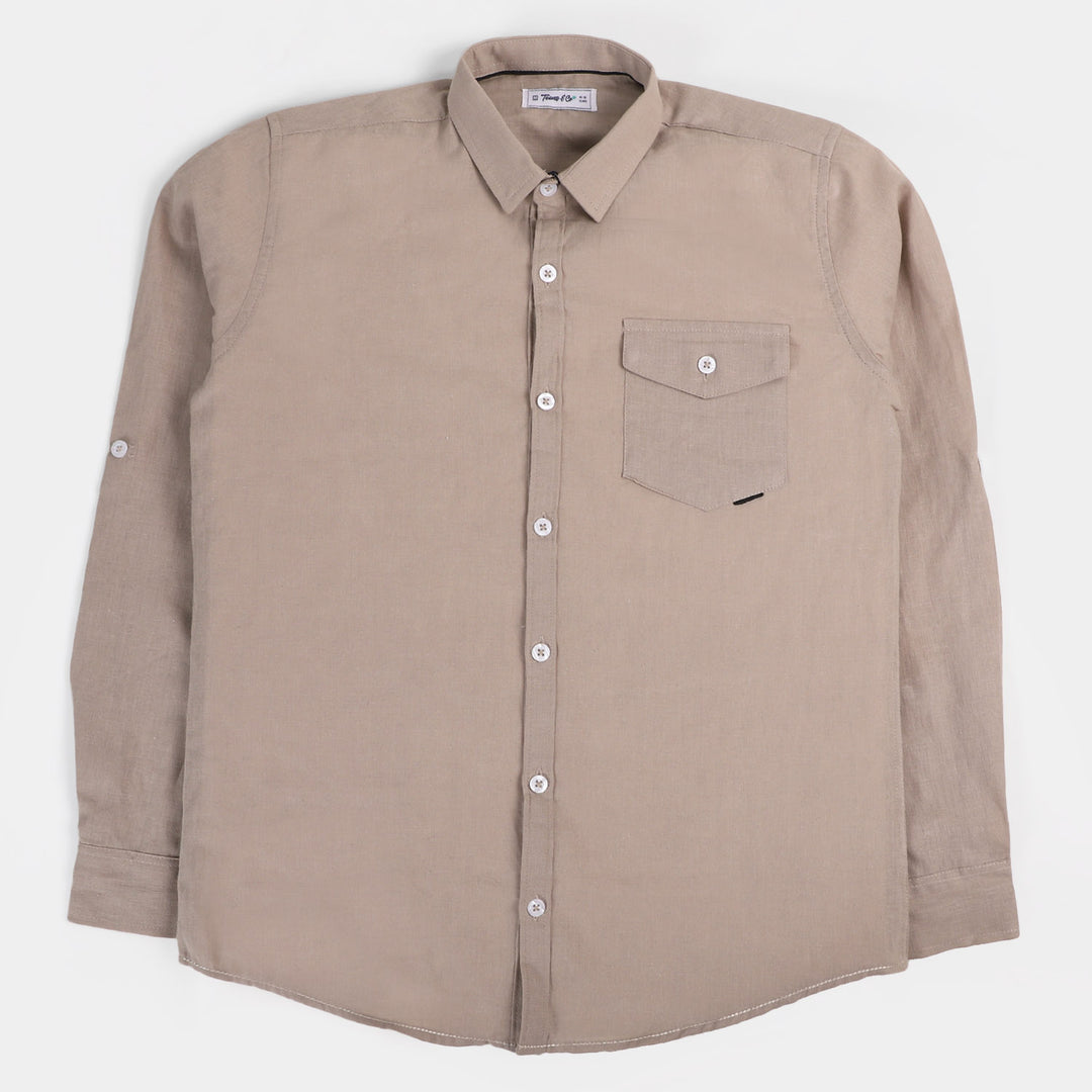 Teens Boys Cotton Casual Shirt - Sand