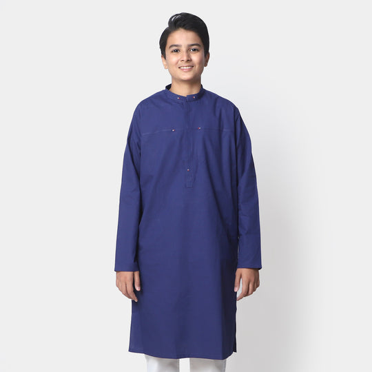 Teens Boys Cotton Styling Kurta - Navy