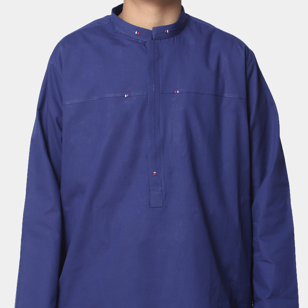 Teens Boys Cotton Styling Kurta - Navy