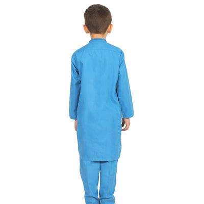 Boys Embroidered Kurta Pajama Suit - Blue