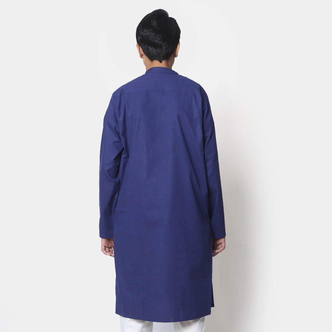 Teens Boys Cotton Styling Kurta - Navy