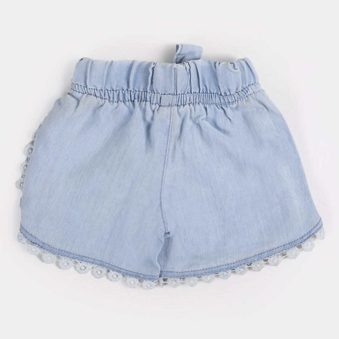 Girls Denim Short Tulip Style - Ice Blue