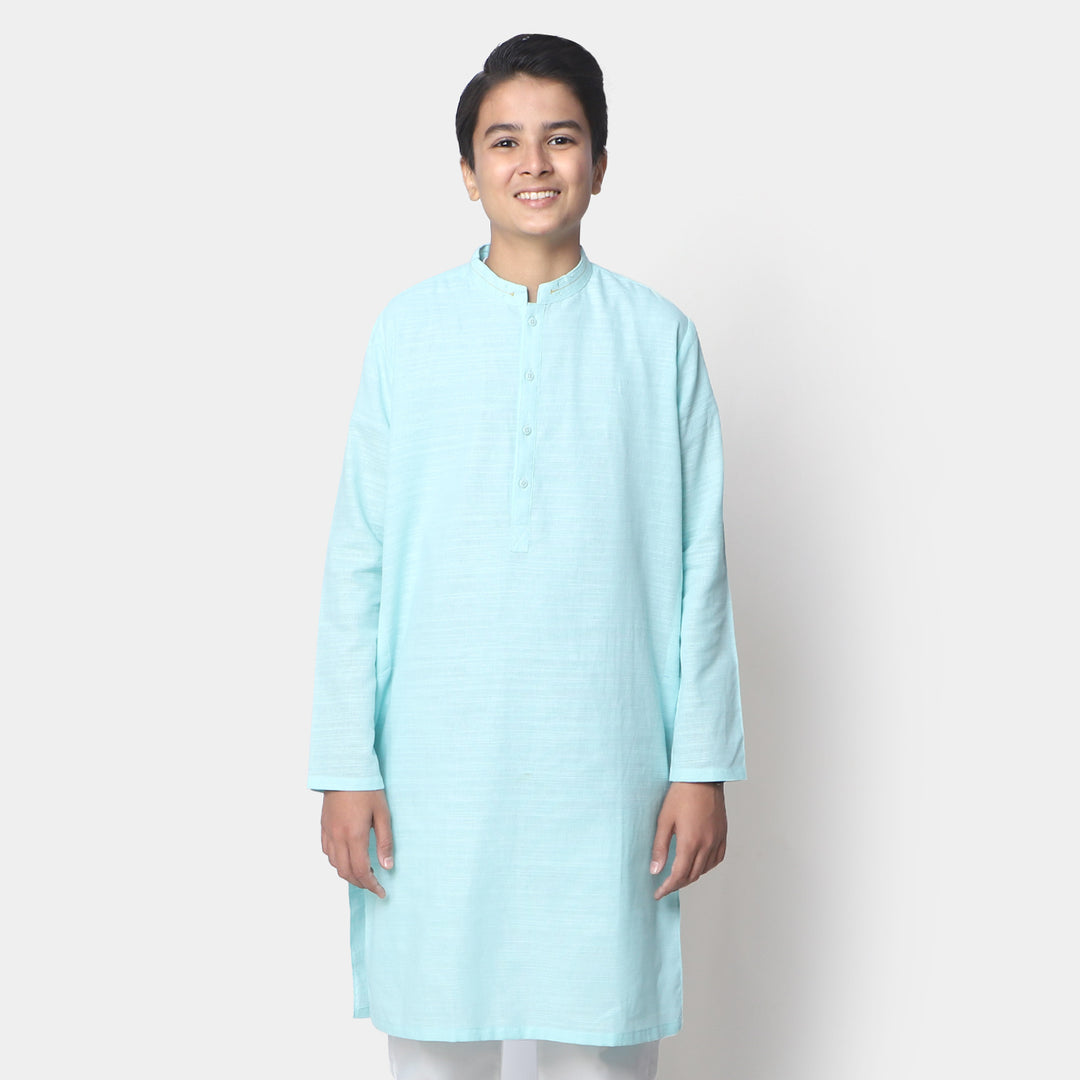 Teens Boys Cotton Styling Kurta  - Aqua Green