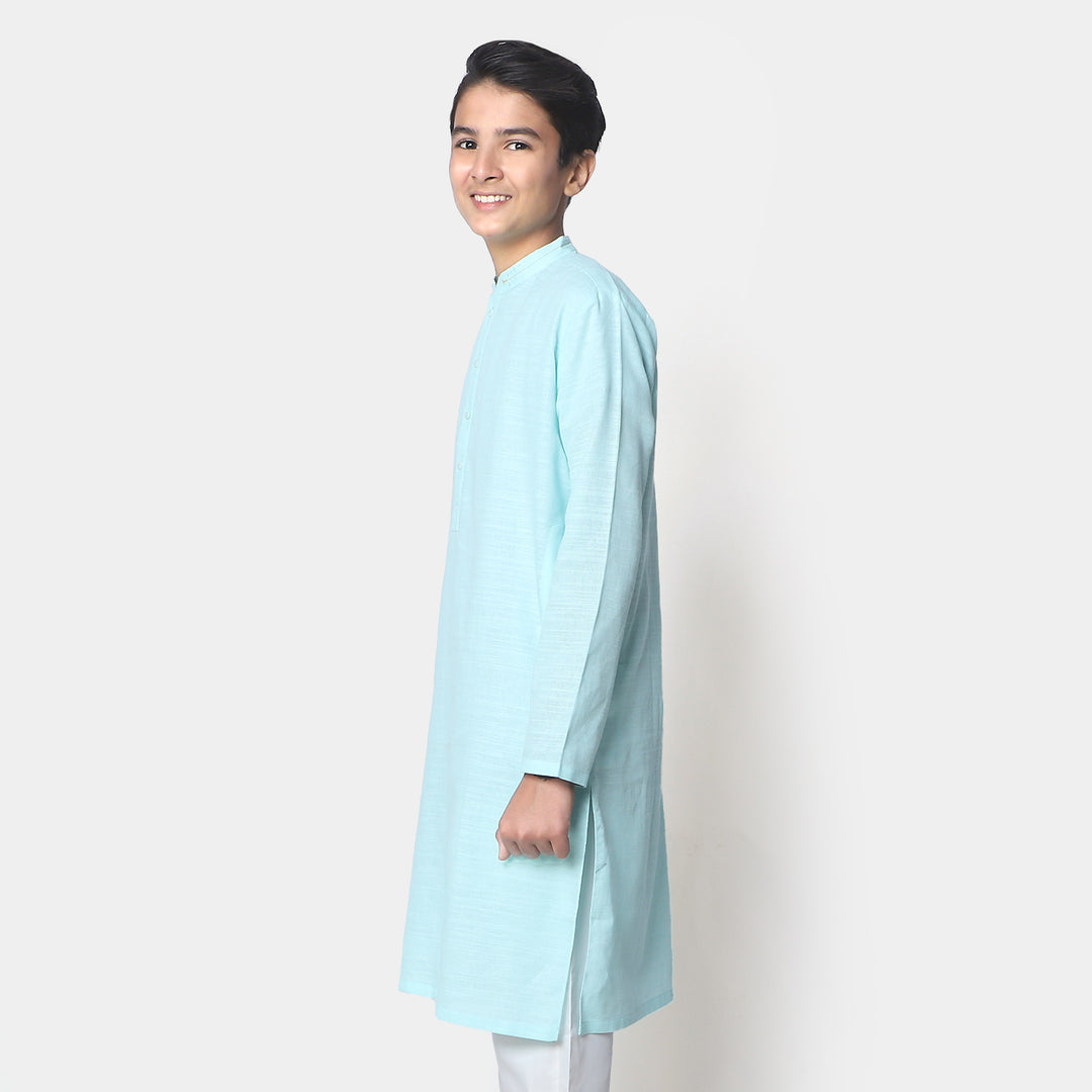 Teens Boys Cotton Styling Kurta  - Aqua Green