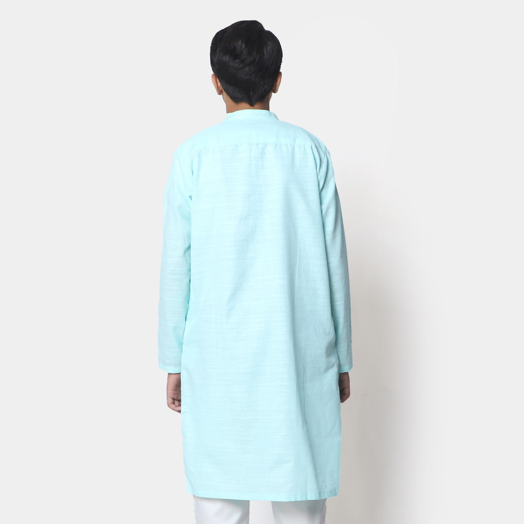 Teens Boys Cotton Styling Kurta  - Aqua Green