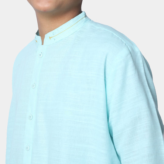 Teens Boys Cotton Styling Kurta  - Aqua Green