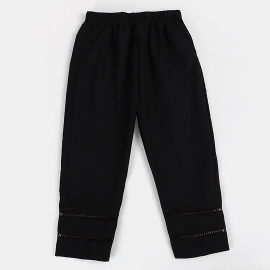 Girls Cotton Straight Pant - Black