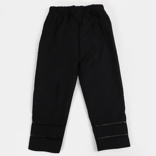 Girls Cotton Straight Pant - Black