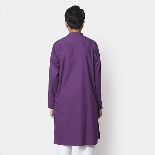 Teens Boys Cotton Basic Kurta - Purple