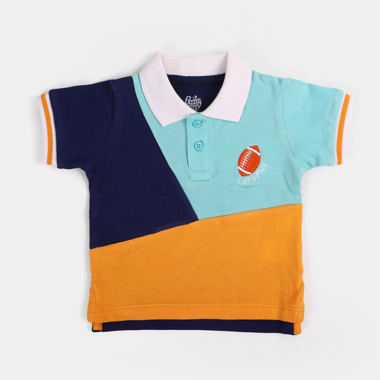 Infant Boys Cotton Polo T-Shirt Lets Play - Multi