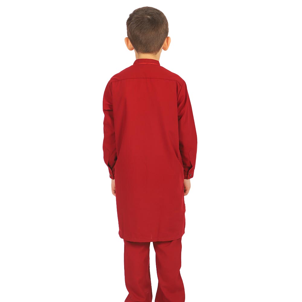 Boys Kurta Pajama Suit Grey Elegant - Maroon