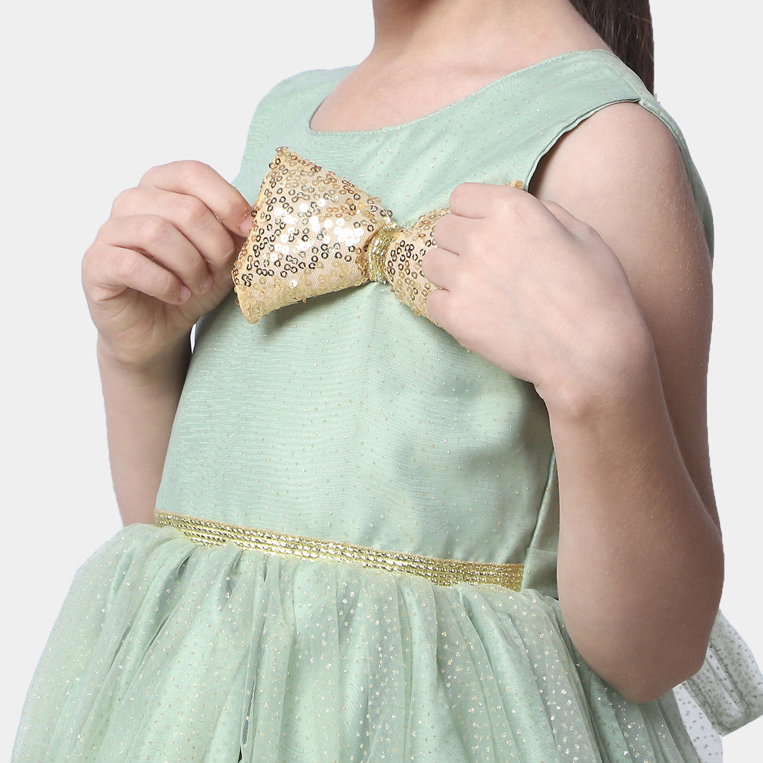 Girls Fancy Frock Glittery - Mint Green