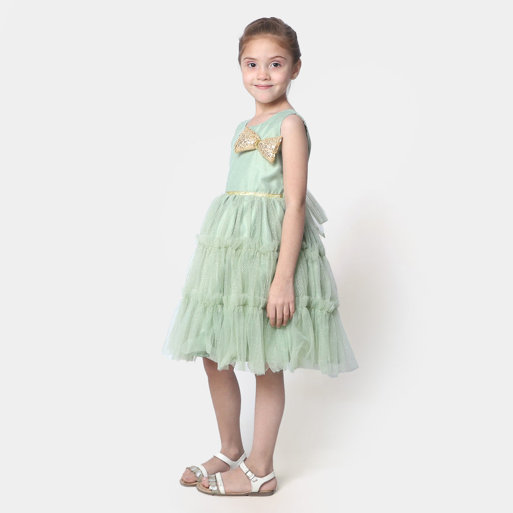 Girls Fancy Frock Glittery - Mint Green