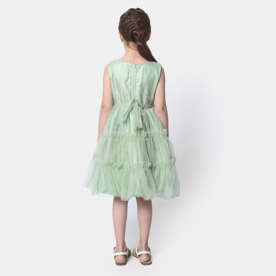 Girls Fancy Frock Glittery - Mint Green