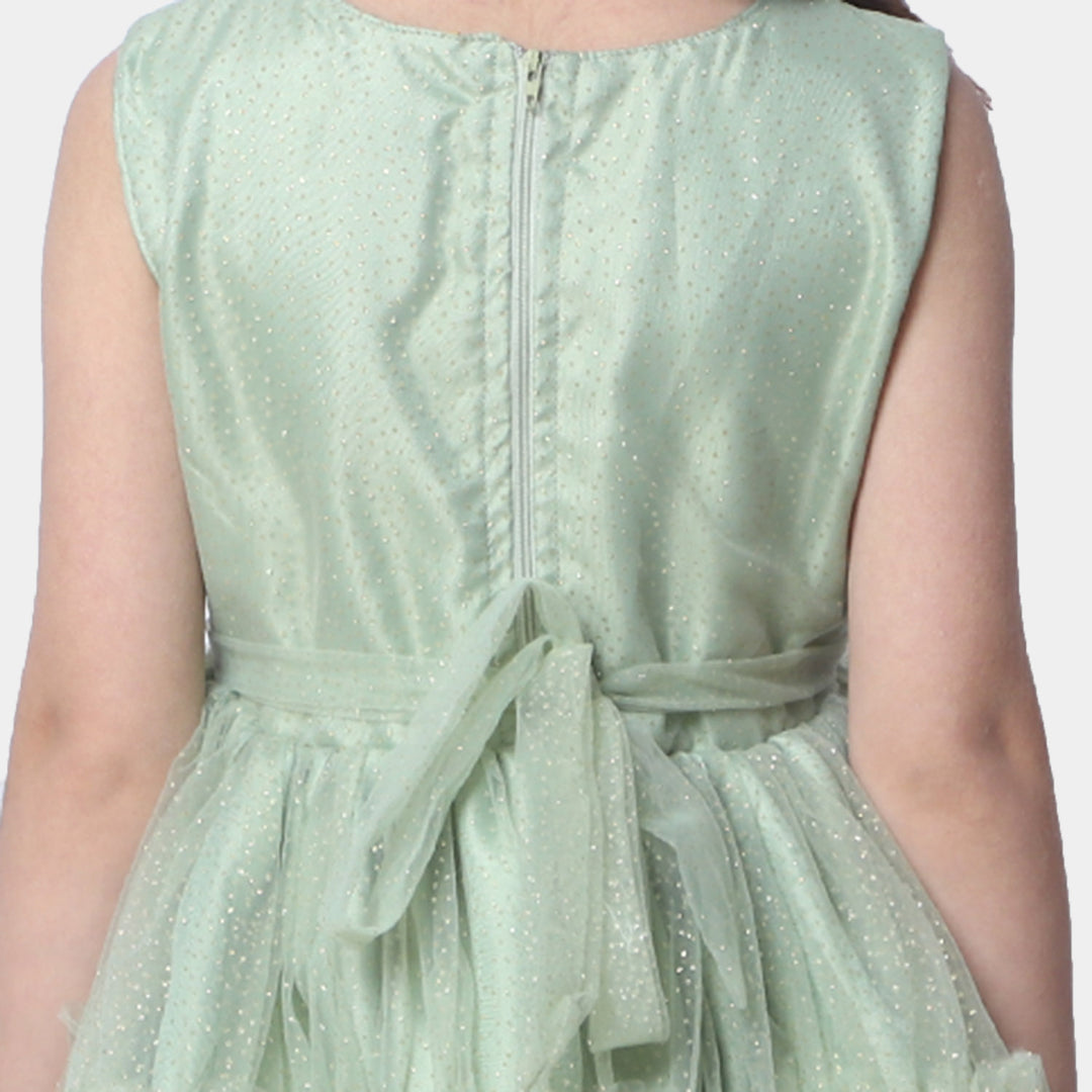 Girls Fancy Frock Glittery - Mint Green