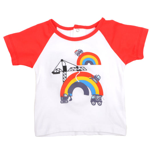 Infant Boys T-Shirt Rainbow Truck - White