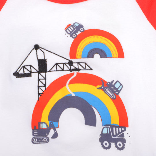 Infant Boys T-Shirt Rainbow Truck - White