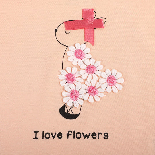 Infant Cotton Girls T-Shirt Flowers | Peach