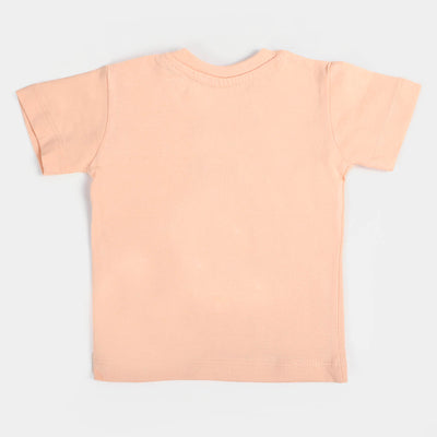 Infant Cotton Girls T-Shirt Flowers | Peach